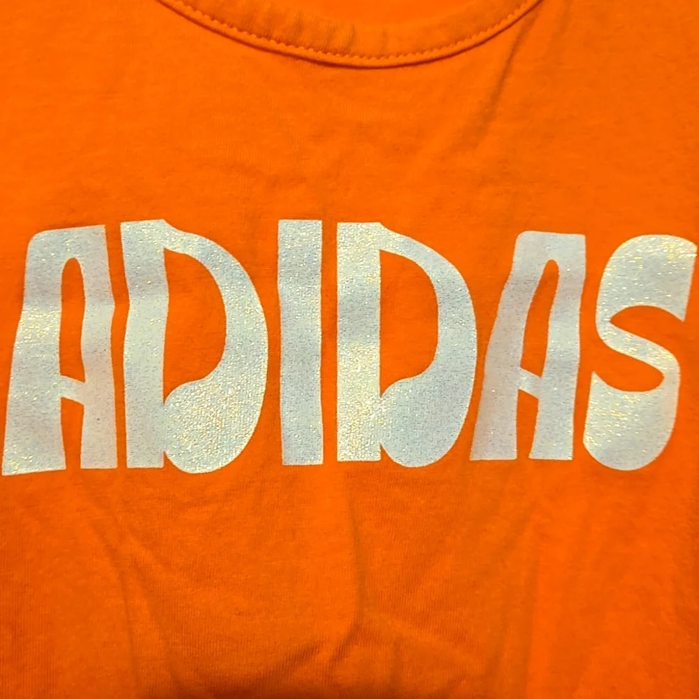 Adidas, Tank Top, Child's Sz Med, Coral, Pink, Orange, Jersey Knit, 100% Cotton